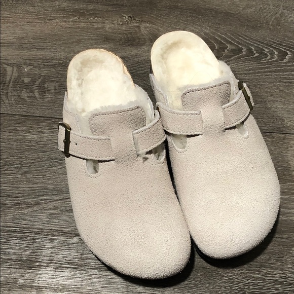 Birkenstock women’s Boston Shearling Slippers - Cream - Picture 5 of 14